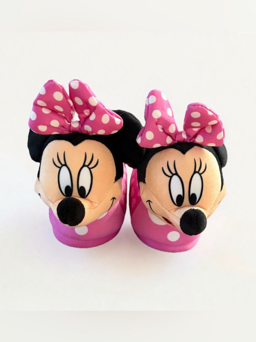 Disney Pink Minnie Mouse Polka Dot Plush Slippers